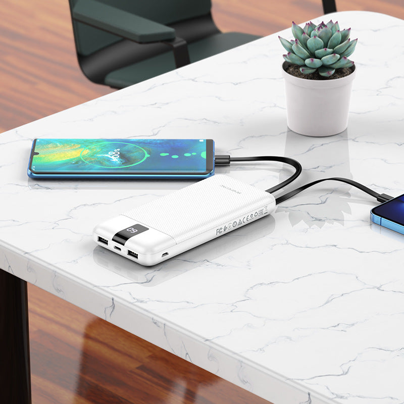 Cargue la imagen en el visor de la galería, [BJ20][10000mAh] BOROFONE Fast Charging Power Bank Built-in Micro/USB-C/Lighting Cable - White - Polar Tech Australia
