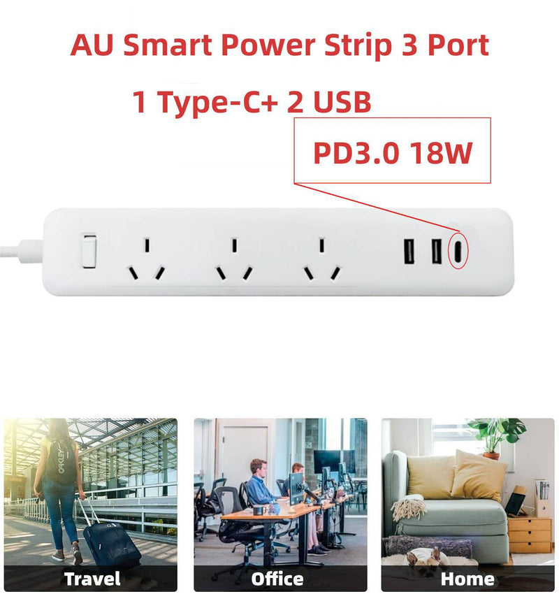 Load image into Gallery viewer, Multi-function Socket Power Stripe Extension Board 3 Outlets + 2 USB + 1 USB-C PD SAA - Polar Tech Australia
