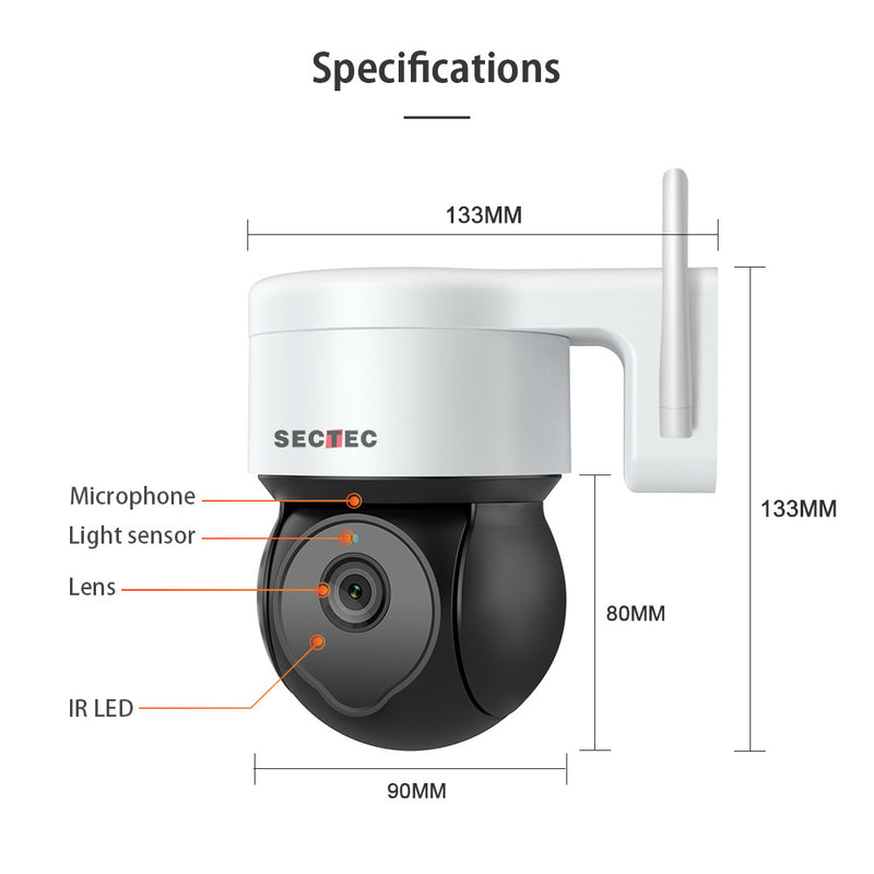 Cargue la imagen en el visor de la galería, [TUYA Smart Home][WIFI Version] Tuya HD 3MP Wireless WIFI Full Color Day &amp; night IP65 Outdoor PTZ Security Camera - Polar Tech Australia
