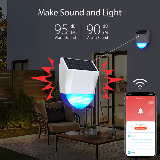 [TUYA Smart Home][Solar Powered] NEO Wireless Waterproof Outdoor Siren Light ans Sound Home Security Alarm - Polar Tech Australia
