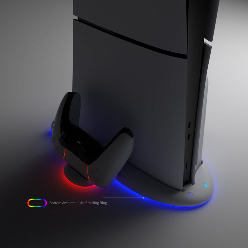 Cargue la imagen en el visor de la galería, PlayStation 5/PS5 -  Charging Dock Station Cooling Stand with RGB Light &amp; DualSense Controller Charging Slot - Game Gear Hub
