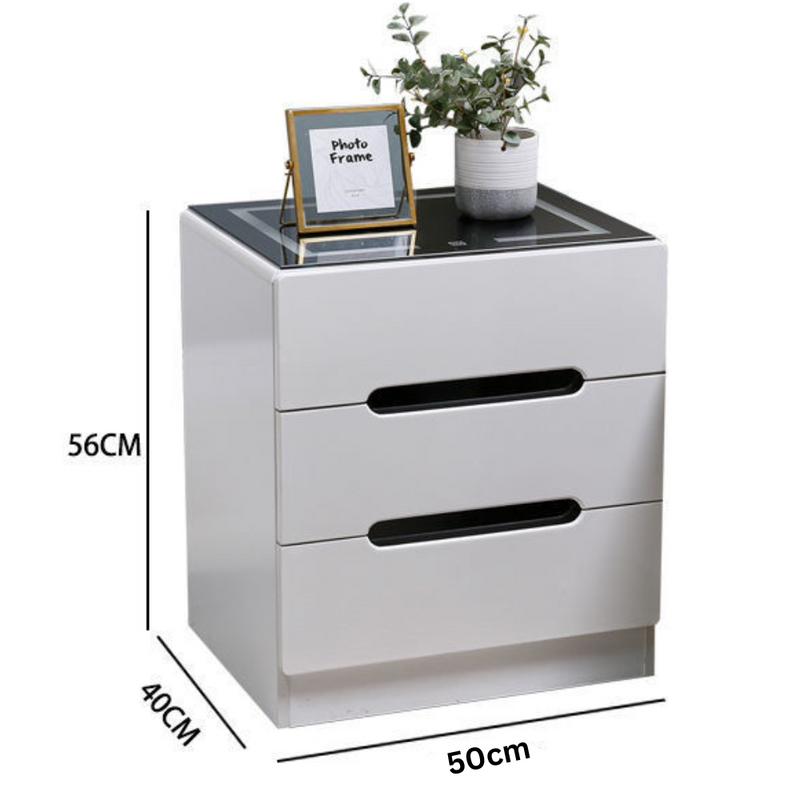 Load image into Gallery viewer, [Built-in LED Light] 	Intelligent 3 Drawers Bedside Table Side Unit With LED Lamp Nightstand - Polar Tech Australia
