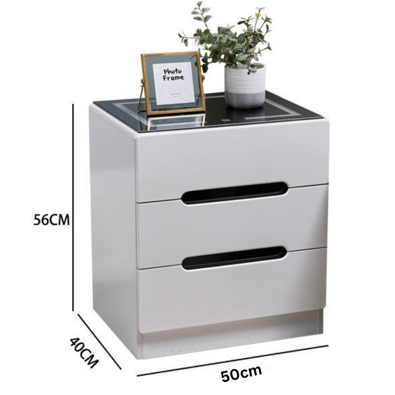 Load image into Gallery viewer, [Built-in LED Light] Intelligent 3 Drawers Bedside Table Side Unit With LED Lamp Nightstand - Polar Tech Australia
