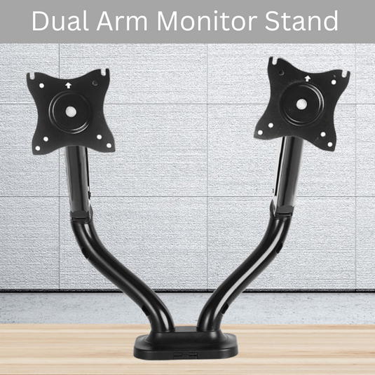 [Up to 32”][Dual Arm] Universal 360 degree Rotation Adjustable Monitor Desktop Bracket Holder Stand - Polar Tech Australia