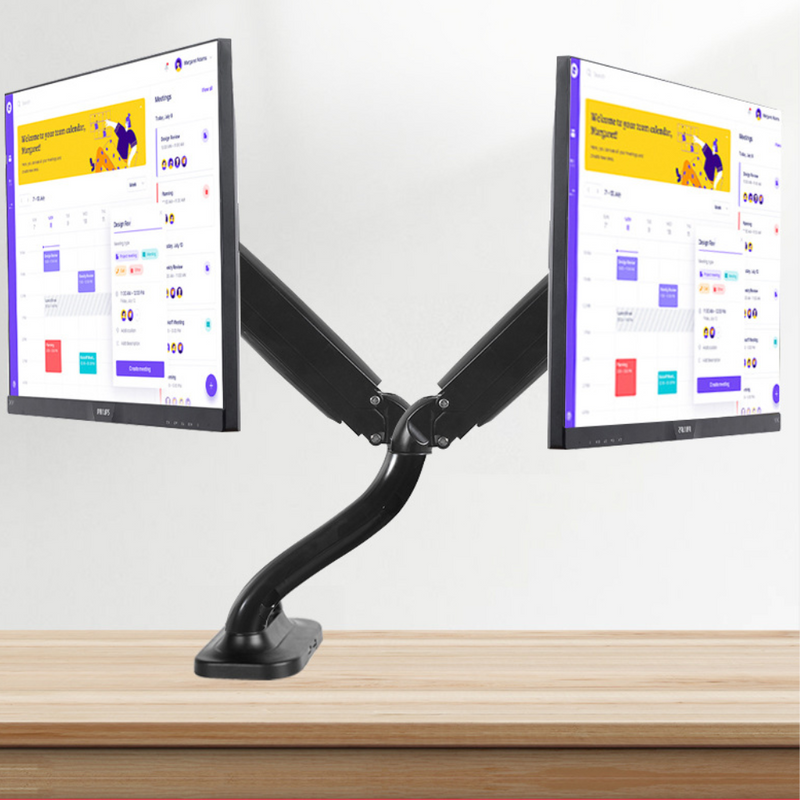 Load image into Gallery viewer, [Up to 32”][Dual Arm] Universal 360 degree Rotation Adjustable Monitor Desktop Bracket Holder Stand - Polar Tech Australia
