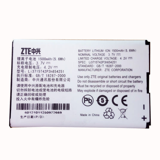 [Li3715T42P3h654251] ZTE MF65 MF62 MF61 MF60 MF30 AC33 AC30 Replacement Battery - Polar Tech Australia