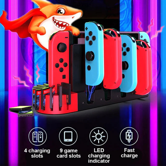 Nintendo Switch Joy-Con Console Holder Charging Stand Base with LED Indicator & Card Slot - Game Gear Hub