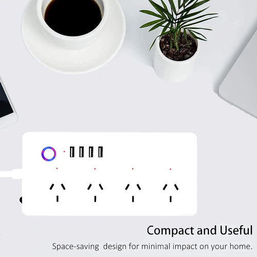 Cargue la imagen en el visor de la galería, [TUYA Smart Home][AU Plug] Wireless Smart Power Strip With 4 Outlets + 4 USB Ports APP Control Smart Home - Polar Tech Australia
