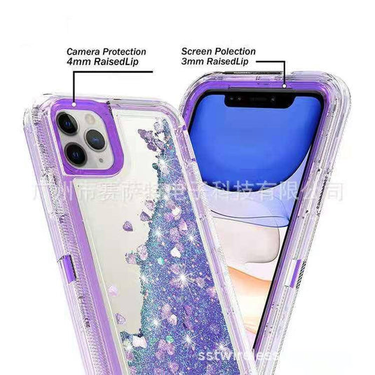 Apple iPhone 12/Mini/Pro/Max Glitter Clear Transparent Liquid Sand Watering Case - Polar Tech Australia