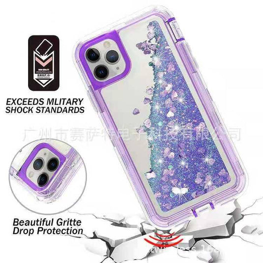 Apple iPhone 12/Mini/Pro/Max Glitter Clear Transparent Liquid Sand Watering Case - Polar Tech Australia