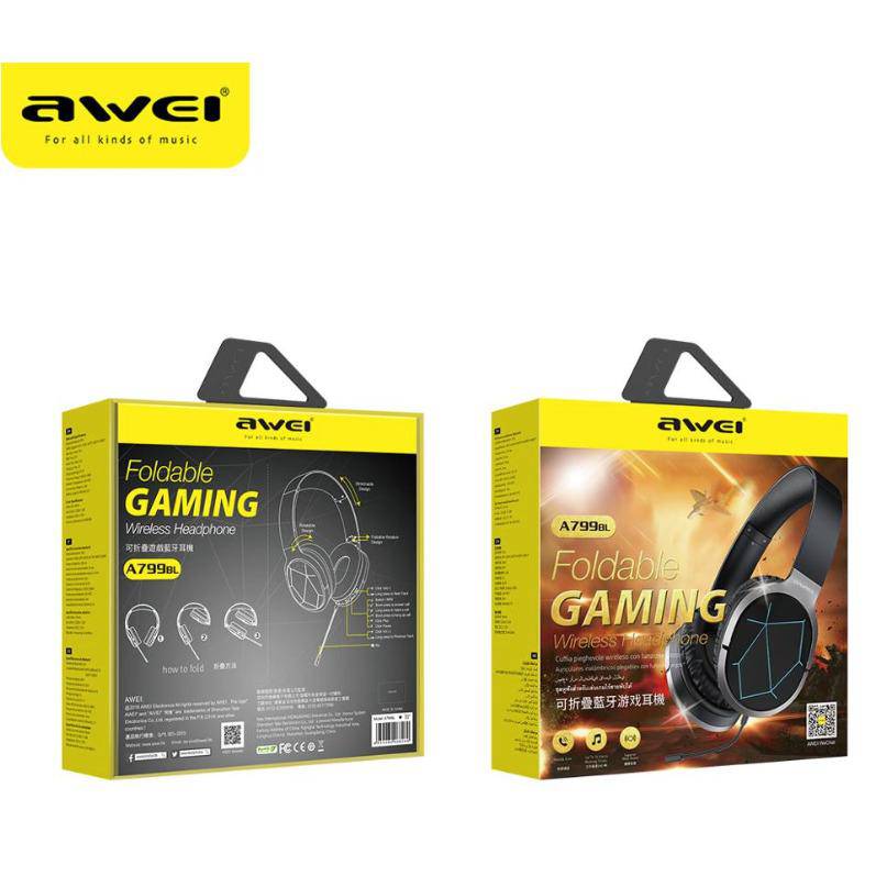 Load image into Gallery viewer, AWEI A799BL Foldable Gaming Wireless Headphone - (Black) - Polar Tech Australia
