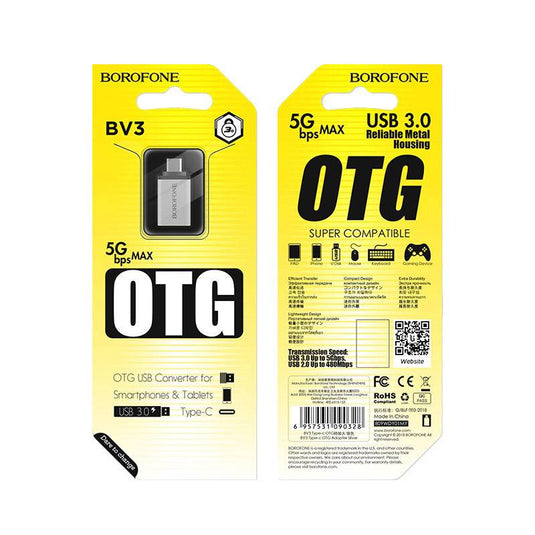 BOROFONE USB-A to USB-C / Type C OTG Adapter (BV3) - Polar Tech Australia