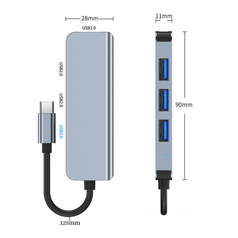 Cargue la imagen en el visor de la galería, [BYL-2013T] Type-C Adapter 4 In 1 Multi-function USB 3.0 &amp; USB 2.0 HUB Splitter - Polar Tech Australia
