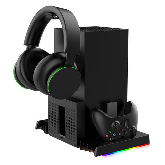 Xbox Series X - All in One Multi Function RGB Light Effect Cooling Fan Base Stand Charging Station - Game Gear Hub