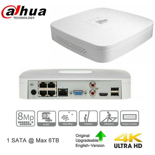 Dahua 4CH 4K CCTV 4 PoE Security Camera System DH-NVR4104-P-4KS2 - Polar Tech Australia