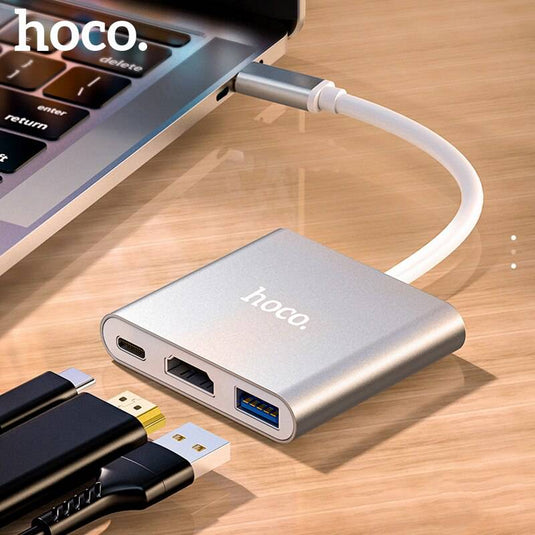 HOCO 3 in 1 USB-C Type C USB 3.0 HUB HDMI PD Adapter Converter Splitter (HB14) - Polar Tech Australia
