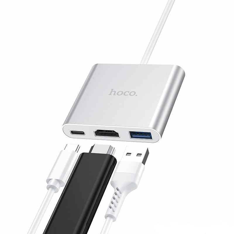 Load image into Gallery viewer, HOCO 3 in 1 USB-C Type C USB 3.0 HUB HDMI PD Adapter Converter Splitter (HB14) - Polar Tech Australia
