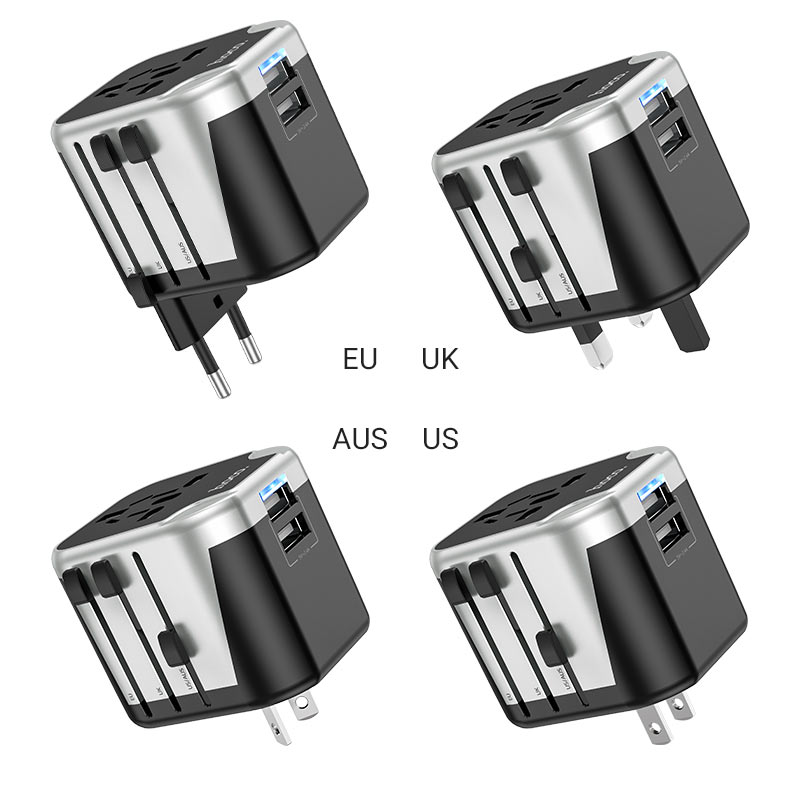 Cargue la imagen en el visor de la galería, [AC5] HOCO Universal Dual Port USB Charging Converter Wall Charger Travelling Adapter - Polar Tech Australia
