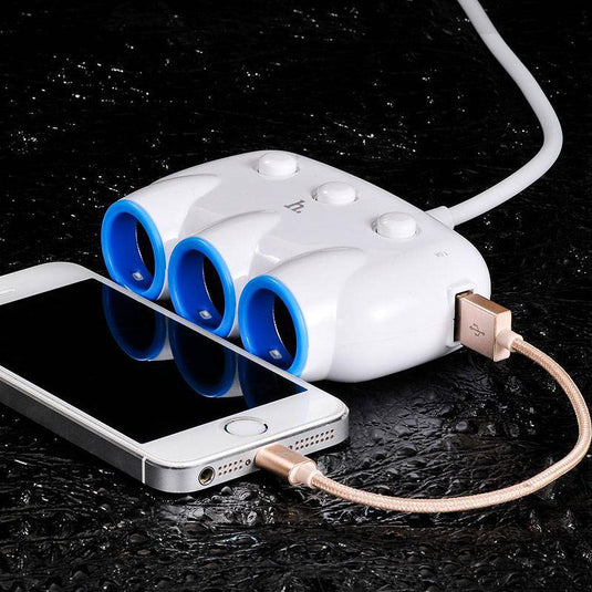 [C1] HOCO Dual USB Port Triple Cigarette Lighter Splitter Car Charging Adapter - Polar Tech Australia