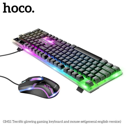 HOCO GM11 Terrific Glowing USB Wired 104 Keys RGB Backlight Gaming Mouse Keyboard Combos Set - Polar Tech Australia