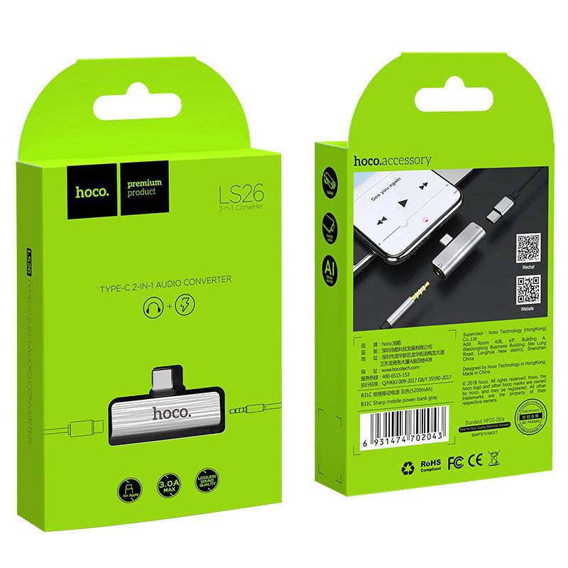 Load image into Gallery viewer, [LS26] HOCO Type-C to 2-in-1 3.5mm Headphone Adapter &amp; Type-C Charging Converter Splitter - Polar Tech Australia
