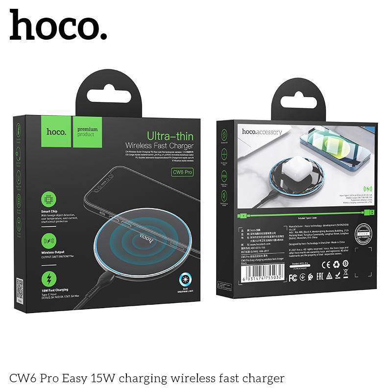 Load image into Gallery viewer, HOCO Ultra-Thin Easy Pro 15W Fast Wireless Charger Charging Pad (CW6 Pro) - Polar Tech Australia
