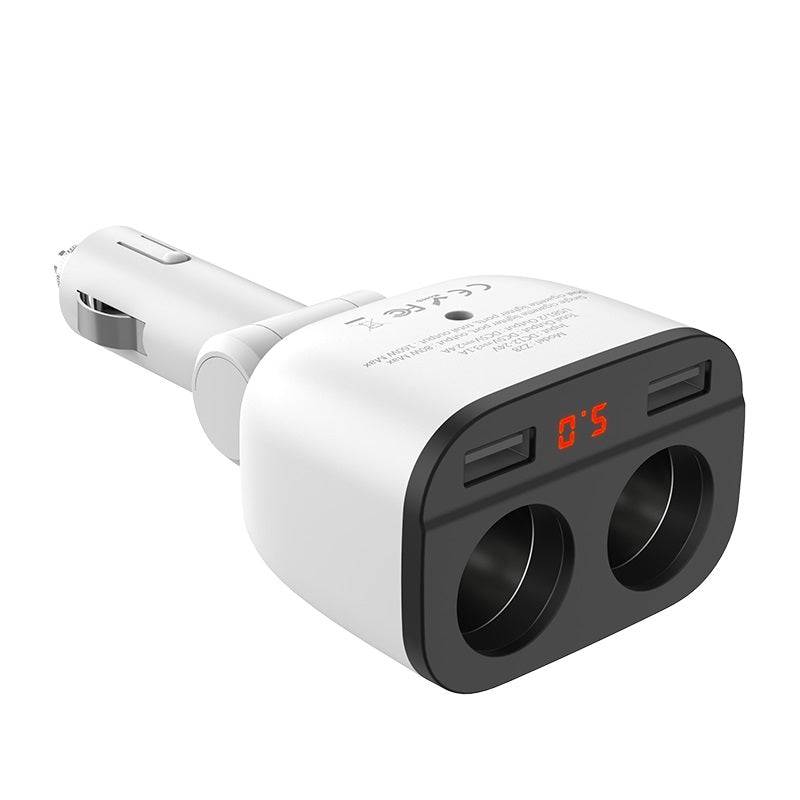 Cargue la imagen en el visor de la galería, HOCO Universal Car Charger Extension Dual Port 2 x USB Port With Digital Display (Z28) - Polar Tech Australia
