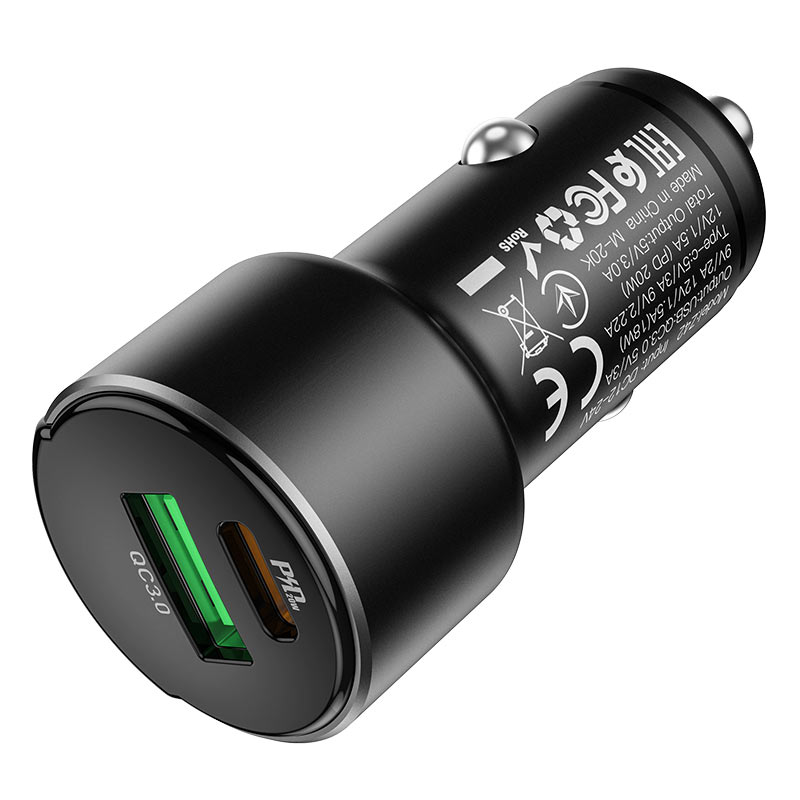 Cargue la imagen en el visor de la galería, [Z42] HOCO Universal Super Fast Car Charger Dual Port Type-C PD 20W + USB QC 3.0 - Polar Tech Australia
