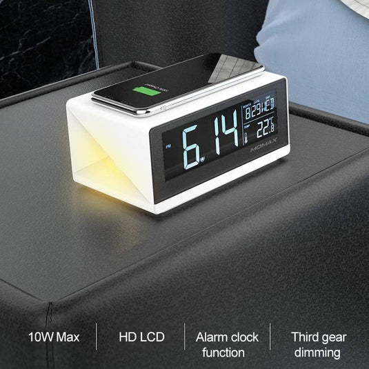 Momax QClock 10W Digita Alarm Clock Built-in Wireless Charger - Polar Tech Australia