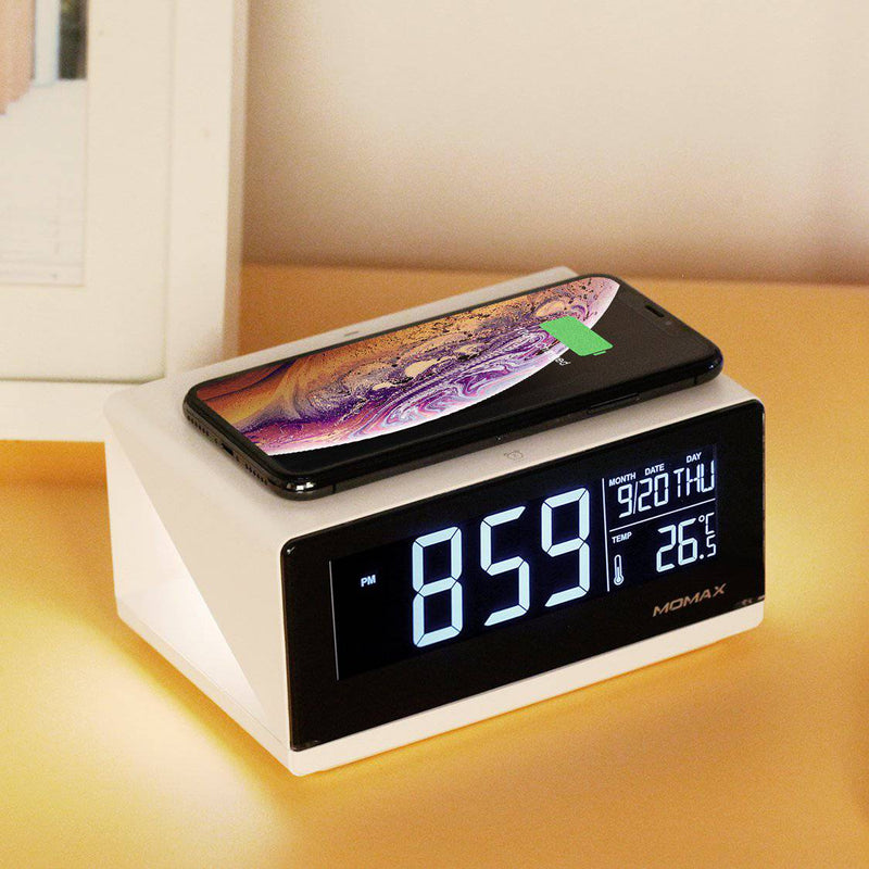 Load image into Gallery viewer, Momax QClock 10W Digita Alarm Clock Built-in Wireless Charger - Polar Tech Australia
