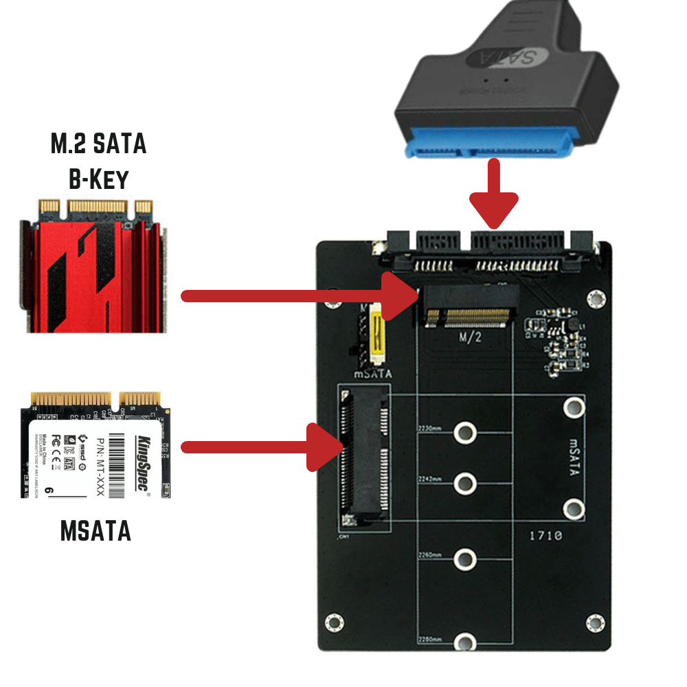 Ngff B Key MSATA / M.2 (NGFF) B.Key SATA SSD vers SATA Adaptateur de disque dur ...