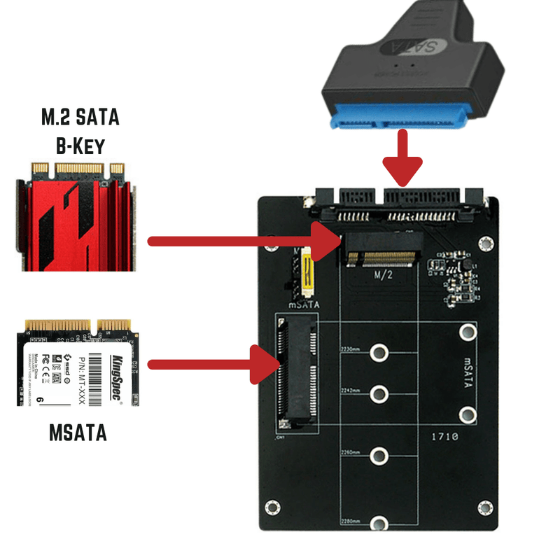 Load image into Gallery viewer, MSATA / M.2(NGFF) B.Key SATA SSD to SATA External Hard Drive Adapter Reader Data Recovery - Polar Tech Australia

