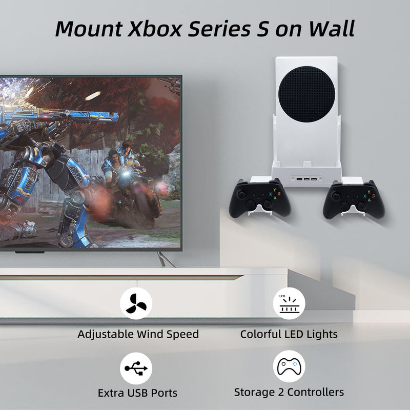 Chargez l&#39;image dans la visionneuse de la galerie, Xbox Series S Wall-mounted Color Changing Cooling Stand with Hook - Polar Tech Australia
