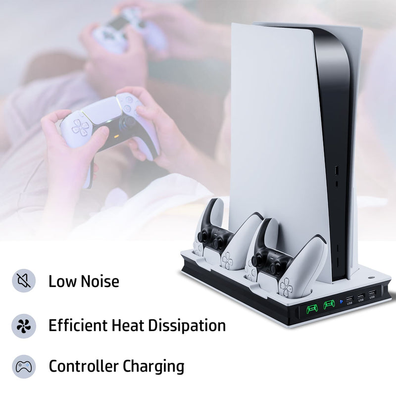 Chargez l&#39;image dans la visionneuse de la galerie, PS5 UHD/Digitial Edition Multifunctional LED Cooling Stand with Dual Controller Charging - Polar Tech Australia
