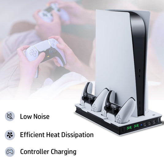 PS5 UHD/Digitial Edition Multifunctional LED Cooling Stand with Dual Controller Charging - Polar Tech Australia