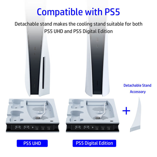 PS5 UHD/Digitial Edition Multifunctional LED Cooling Stand with Dual Controller Charging - Polar Tech Australia