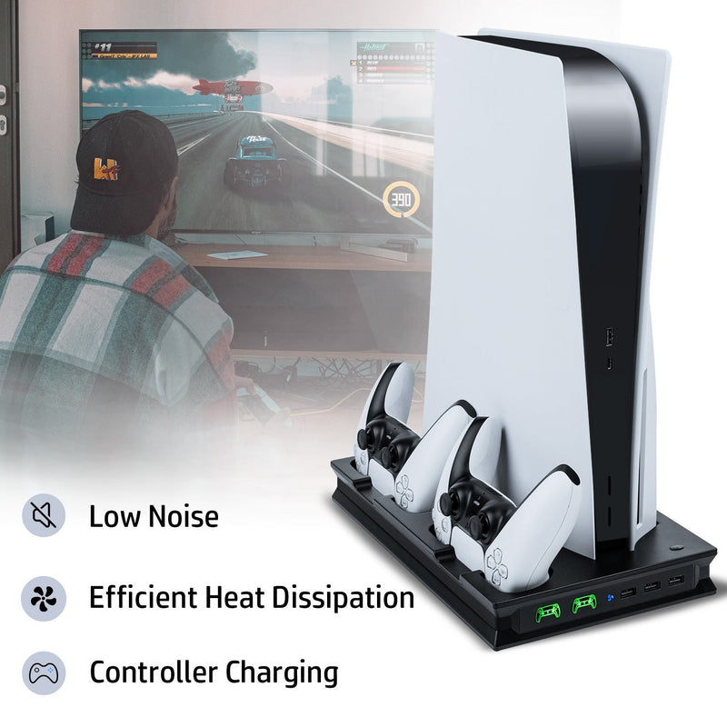 Chargez l&#39;image dans la visionneuse de la galerie, PS5 UHD/Digitial Edition Multifunctional LED Cooling Stand with Dual Controller Charging - Polar Tech Australia
