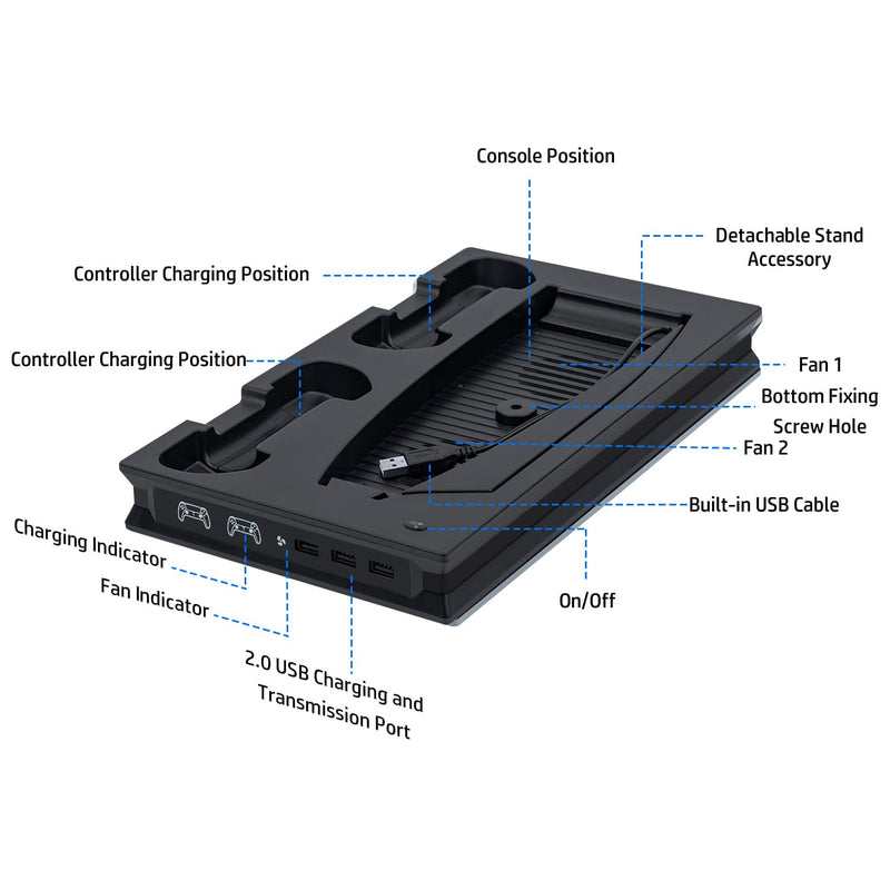 Chargez l&#39;image dans la visionneuse de la galerie, PS5 UHD/Digitial Edition Multifunctional LED Cooling Stand with Dual Controller Charging - Polar Tech Australia
