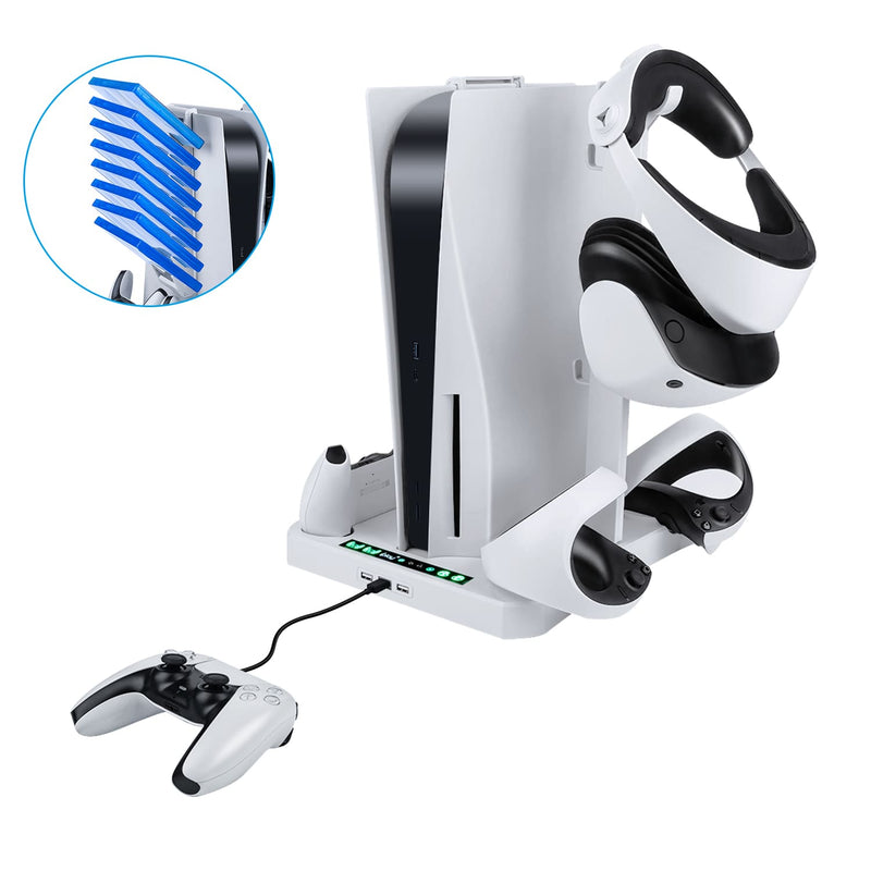 Cargue la imagen en el visor de la galería, Multifunctional Cooling Stand with Charging for PS5/PS VR2 Controller-White(HBP-6478)(Not for PS5 Slim) - Game Gear Hub
