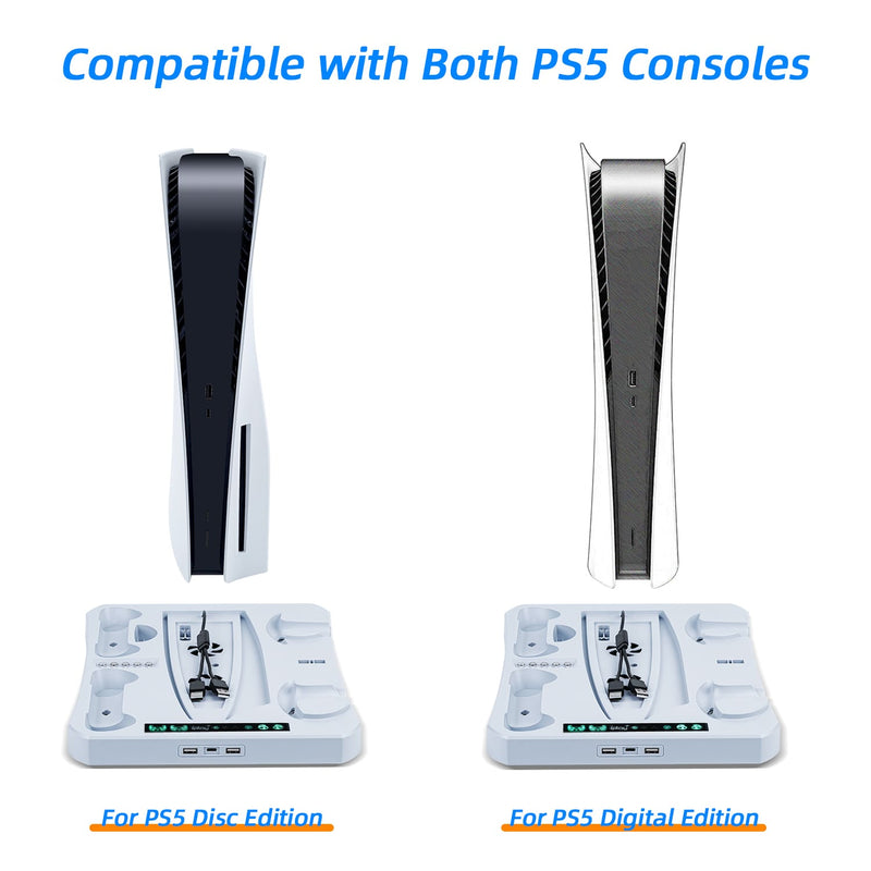 Cargue la imagen en el visor de la galería, Multifunctional Cooling Stand with Charging for PS5/PS VR2 Controller-White(HBP-6478)(Not for PS5 Slim) - Game Gear Hub
