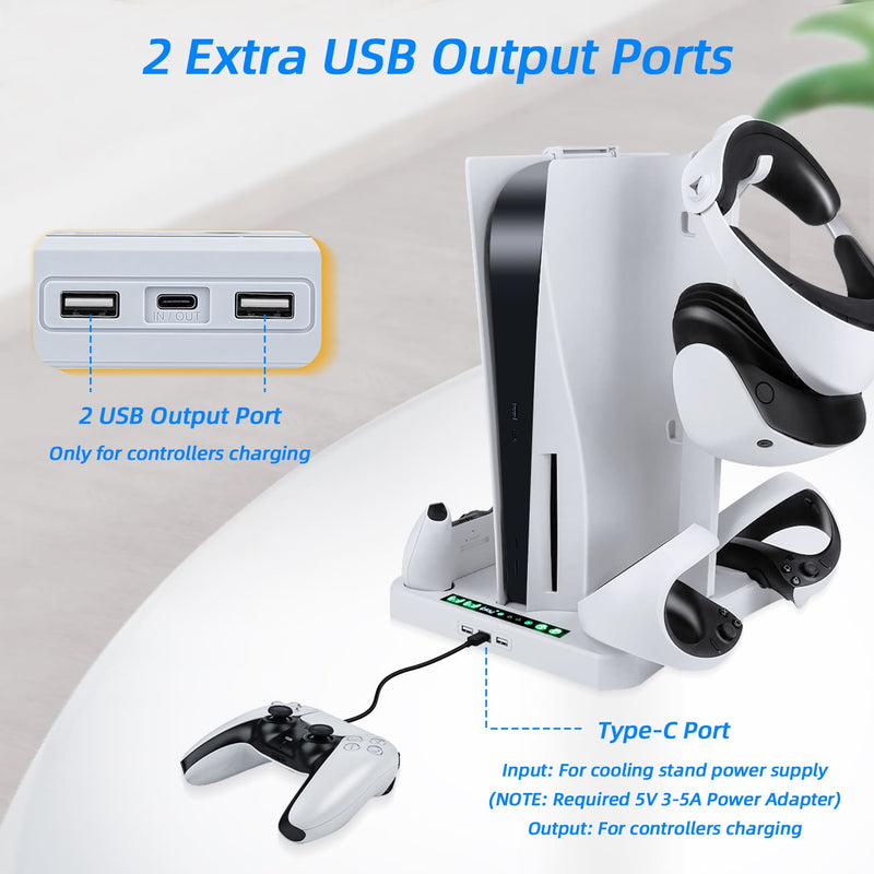 Load image into Gallery viewer, Multifunctional Cooling Stand with Charging for PS5/PS VR2 Controller-White(HBP-6478)(Not for PS5 Slim) - Game Gear Hub
