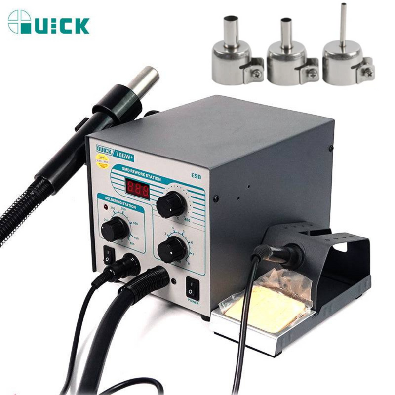 Load image into Gallery viewer, [706W+] QUICK 570W High Power 2 in 1 Soldering &amp; Heating Hot Air Gun SMD Rework Station Soldering Station - Polar Tech Australia
