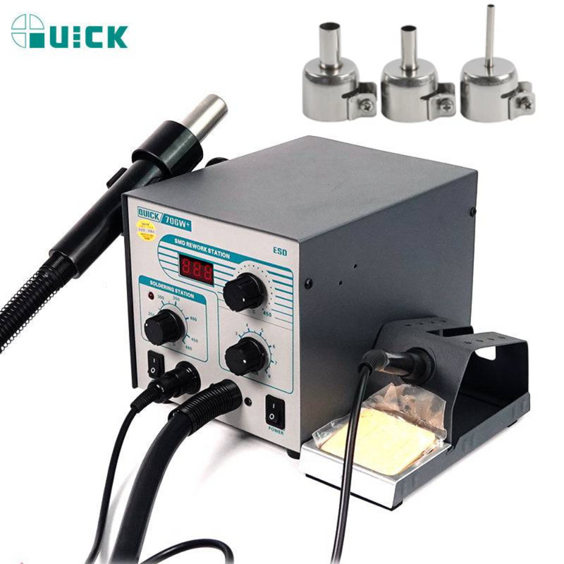 Cargue la imagen en el visor de la galería, [706W+] QUICK 570W High Power 2 in 1 Soldering &amp; Heating Hot Air Gun SMD Rework Station Soldering Station - Polar Tech Australia
