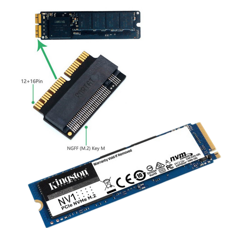 Cargue la imagen en el visor de la galería, NVMe PCIe M.2 SSD Hard Drive Adapter For Apple MacBook Air A1465/A1466 (2013 - 2017) &amp; MacBook Pro A1398/A1502 (2013-2015) - Polar Tech Australia
