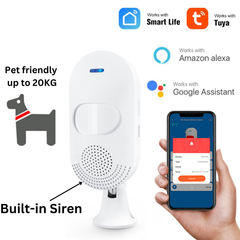 Cargue la imagen en el visor de la galería, [TUYA Smart Home] Battery &amp; Wired Powdered WIFI Infrared Detector PIR Motion Detect Sensor + Built in Sound Siren Smart Home Security - Polar Tech Australia
