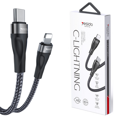 [CA82][30cm][Type-C to Lightning] Yesido 45W Heavy Duty Short PD Charging Data Cable - Polar Tech Australia