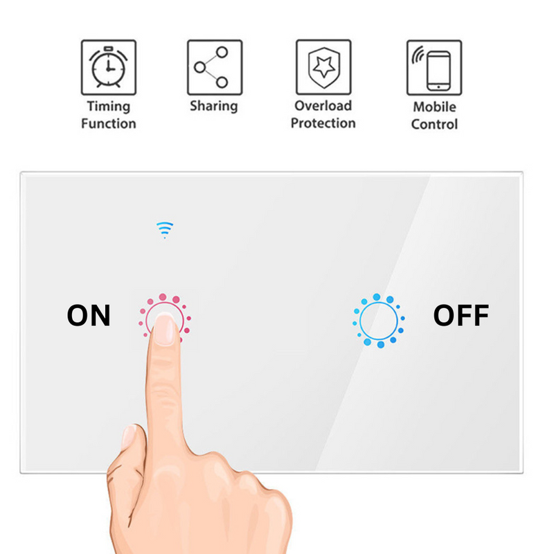 Cargue la imagen en el visor de la galería, [TUYA Smart Home] TUYA WiFi Smart Touch Switch Home Light Fan Remote Control 1/2/3/4/5/6 Gang Wall Switch Panel - Polar Tech Australia
