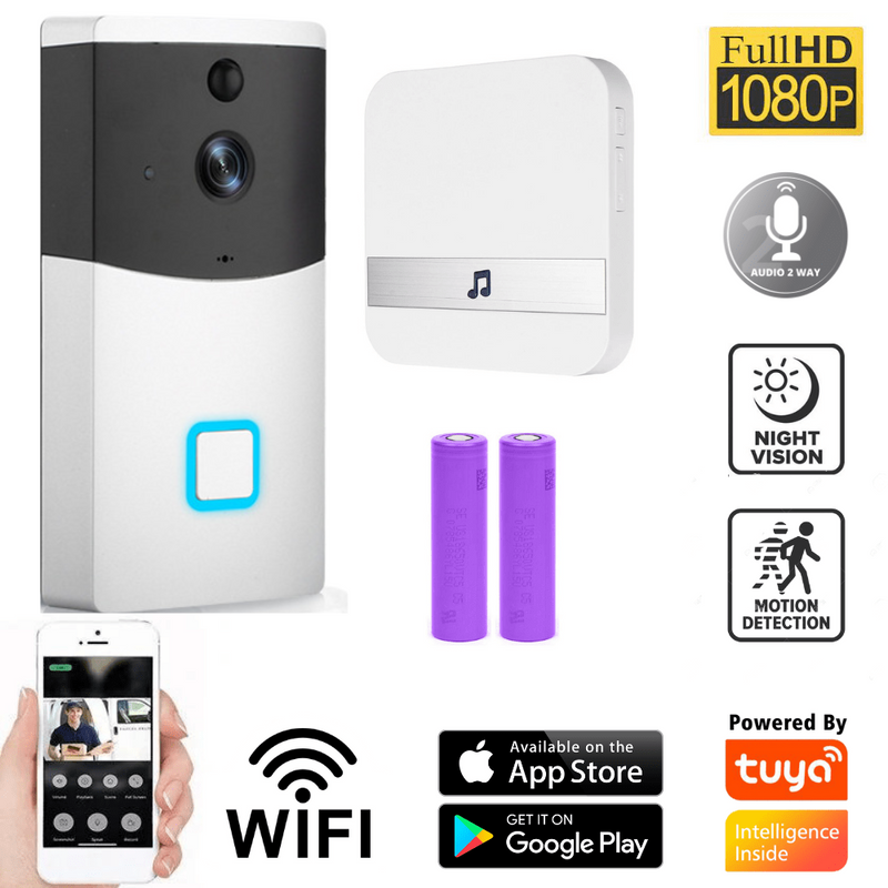 Load image into Gallery viewer, [1080P FHD][With Chime &amp; Battery] Smart Doorbell Camera Wireless Wifi Doorbell Two Way Audio Intercom App Control - Polar Tech Australia
