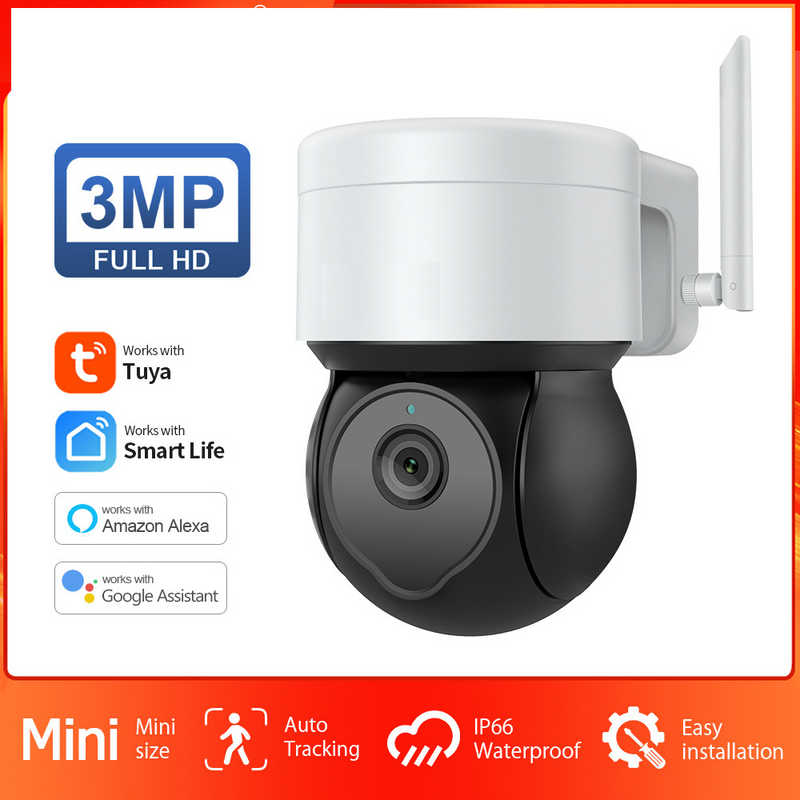 Cargue la imagen en el visor de la galería, [TUYA Smart Home][WIFI Version] Tuya HD 3MP Wireless WIFI Full Color Day &amp; night IP65 Outdoor PTZ Security Camera - Polar Tech Australia
