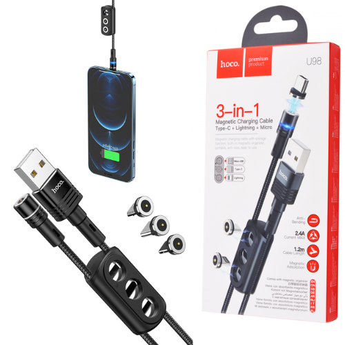 Load image into Gallery viewer, [U98][Lightning/Micro/USB Type C] HOCO 3 in 1 Magnetic Charging Cable Kit - Polar Tech Australia
